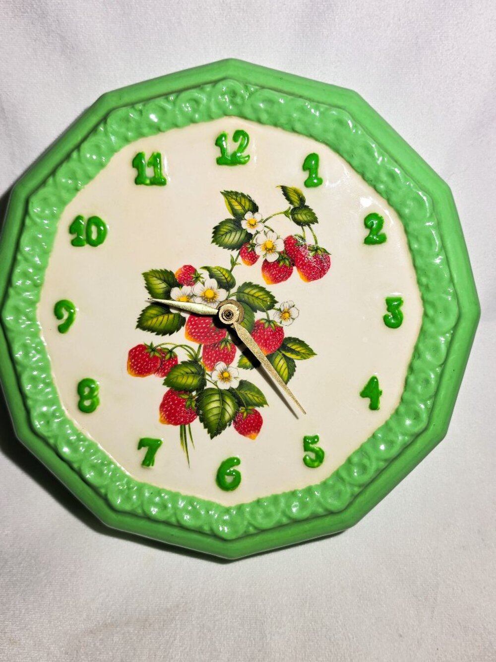 Handmade Clay Strawberry Wall Clock Vintage Collection WORKS